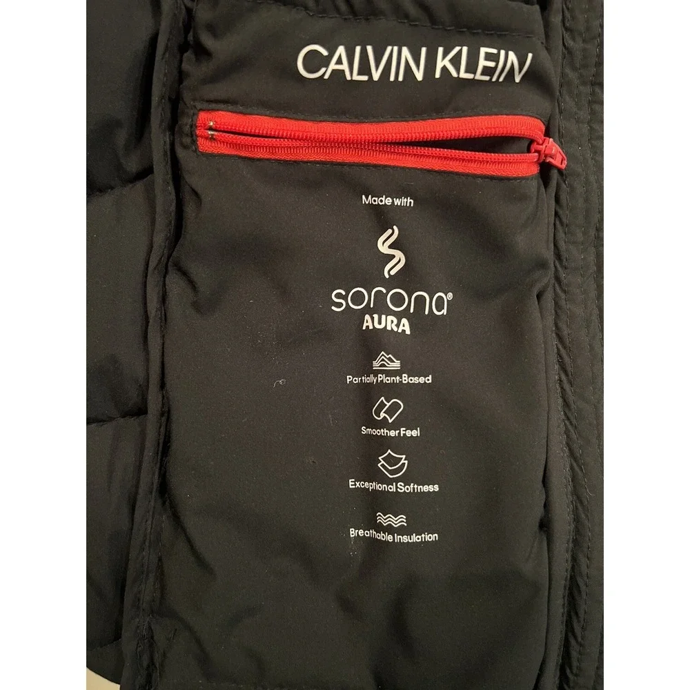 Calvin Klein Juniors Puffer Coat Solid Black  Zip Front Quilted Medium - Picture 4 of 4